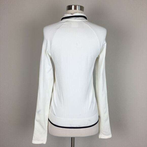 Athleta Black Off White  White Zip Athletic Jacket Small - Picture 4 of 7